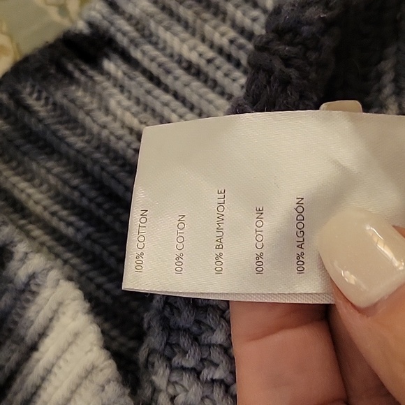 PILCRO INDIGO BLUE TIE DYE COTTON CABLEKNIT - Picture 7 of 8